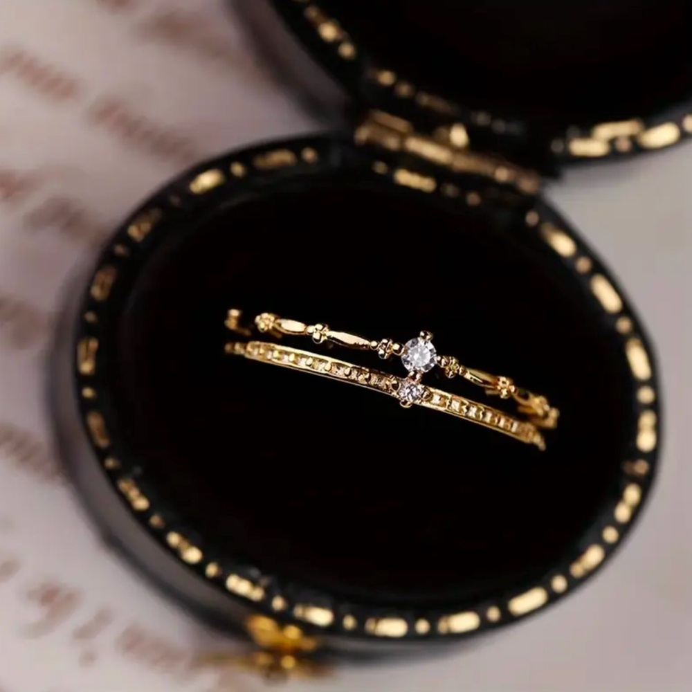 New 14K Gold Plated 925 Sterling Silver Double Layer Tiara Crown Zerconia Size 8